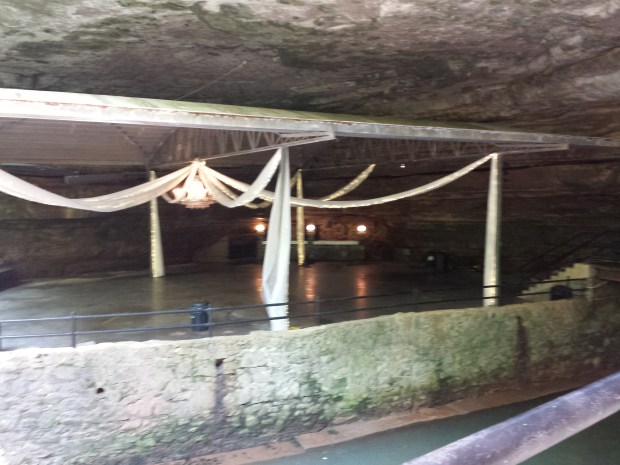 The reconstructed dance floor of the old night club at Lost River Cave. They have weddings there now.